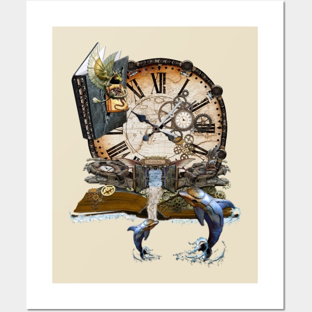 Steam-punk ocean library Wall Art by Just Kidding by Nadine May